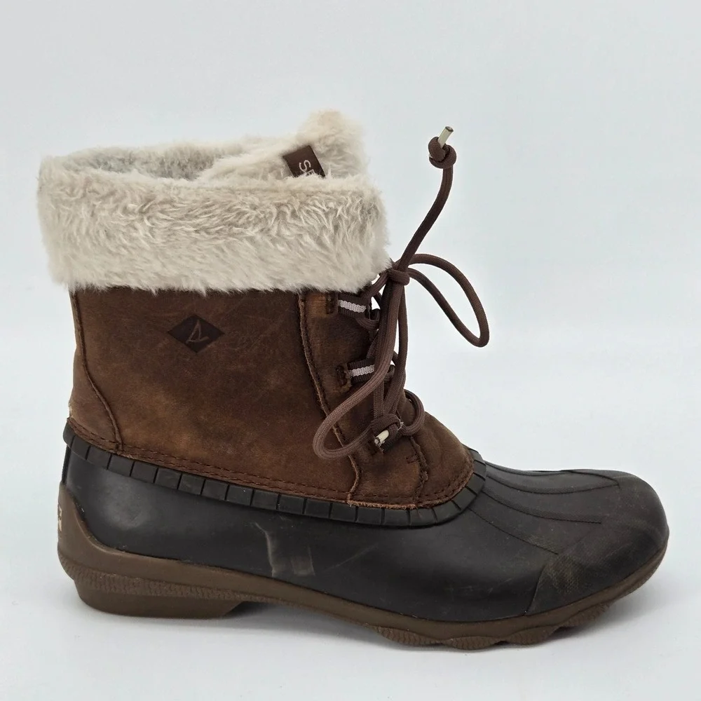 Sperry Top-Sider Maritime Repel Faux Fur Duck‎ Boots Brown Women's Sz 10